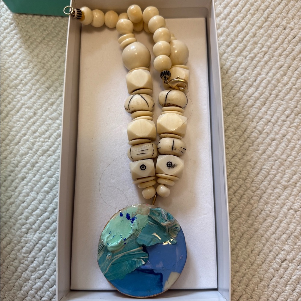 Beaded Necklace with Abstract Pendant